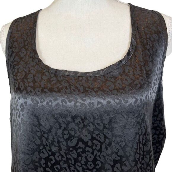 Steve Madden Leopard Print Racer Back Flowy Tank Black Print Stretchy Size XL - Picture 2 of 7